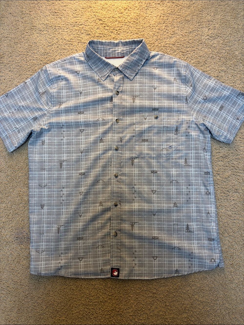 Mens Canada Weather Gear Gray and White Patterned Activewear Polo
